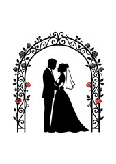 Groom and Bride Under Romantic Archway