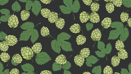 Detailed hops and leaves pattern perfect for brewing and natural design concepts