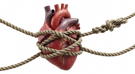 Heart Entangled in Rope - Symbol of Stress and Pressure.