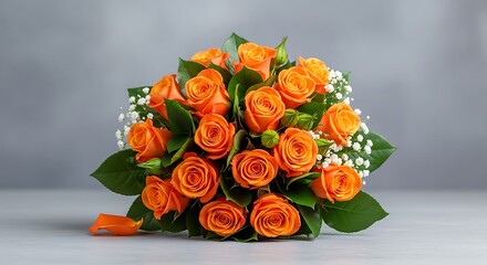 Vibrant Orange Roses Bouquet - A Stunning Floral Arrangement.