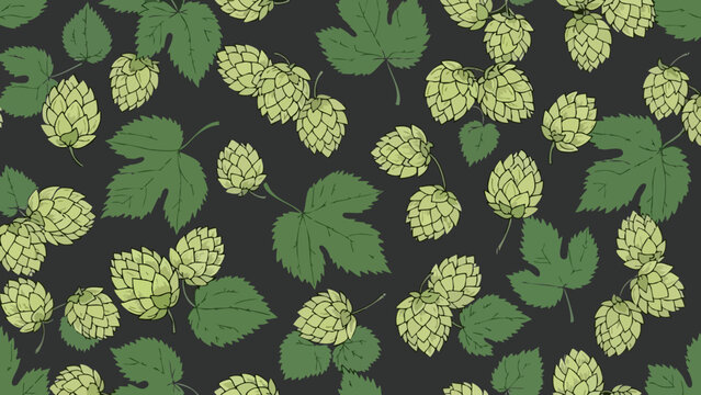 Detailed hops and leaves pattern perfect for brewing and natural design concepts