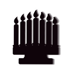 Silhouette Candlestick with seven burning Candles Sticker Icon Pictogram Minimalist Flat Design idea. Isolated Vector illustration Holidays Related Content Social media Post flyers Design element idea