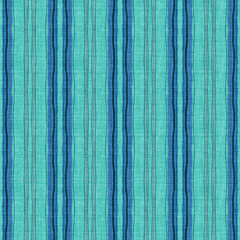 Seamless Vertical Stripe Pattern: Alternating Thick and Thin Lines in Cool Teal, Cyan, and Navy Blue on a Textured Linen Background.