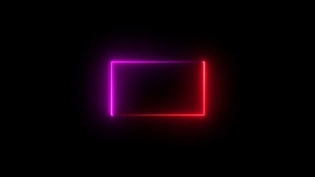 This image shows two overlapping glowing rectangles rendered in a vibrant magenta or purple neon color against a solid black background.