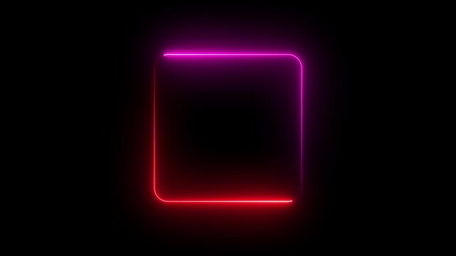 This image shows two overlapping glowing rectangles rendered in a vibrant magenta or purple neon color against a solid black background.