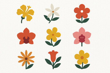 Paraguayan flower vector icons rugged flat style