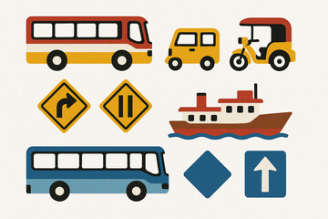 Paraguayan transport vector icons rugged flat style