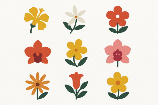 Paraguayan flower vector icons rugged flat style
