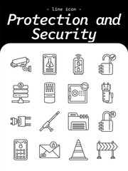 Fototapeta premium Protection and Security thin line icon set. Safety, defense, secure system outline icons.