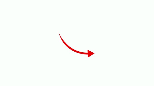 Red Hand-drawn scribble arrow 4k animation in White Background