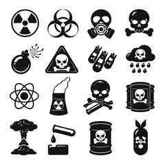 Hazard & Toxic Icons Set (Black & White)