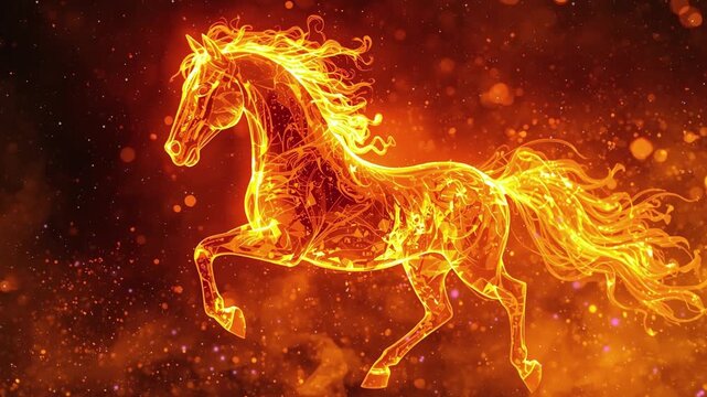A fire horse representing the Year of the Fire Horse.  New year 2026 Chinese zodiac