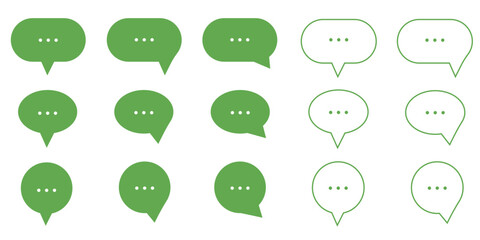 Chat speech bubble design icon set green and the price of white