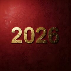 빨간배경 위 노란 골드 글씨로 20262026 in yellow gold letters on the red background