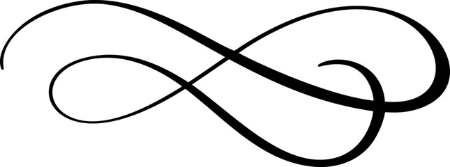 Calligraphic flourish Divider creating an infinity symbol, elegant decorative swash design element