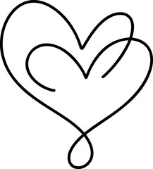 Two connected vector valentine hearts drawing a continuous line, symbolizing love, and strong passion, bonding relationship