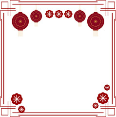Festive Lantern Border Frame with Hanging Ornaments for Chinese Celebration