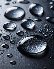 Water Droplets On Dark Surface Macro Background