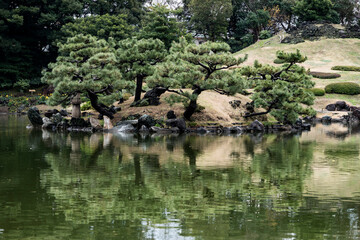 Obraz premium 晩秋の清澄庭園の風景
