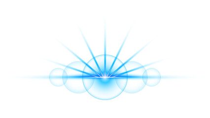 PNG blue light flare with glow and shine on transparent background
