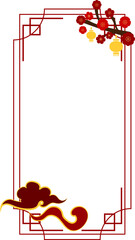 Obraz premium Vertical Floral Border Frame with Traditional Chinese Festival Motifs