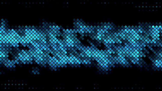 Dynamic blue pixelated pattern on black background for tech designs