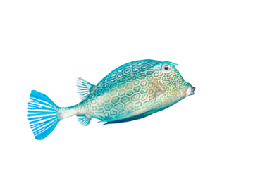 Acanthostracion Quadricornis Scrawled Cowfish Side View