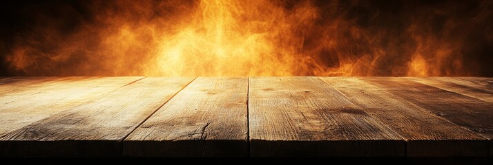 Wooden Rustic Platform for Advertisement Presentations with Plank Backdrop as Empty Mockup Display