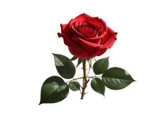 Classic red rose PNG with soft shadow beneath