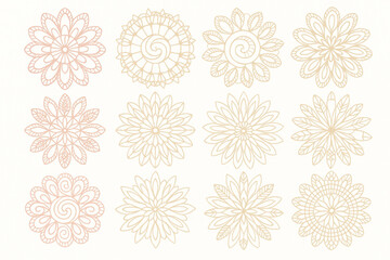 &Ntilde;andut&iacute; lace pattern vector icons elegant flat style
