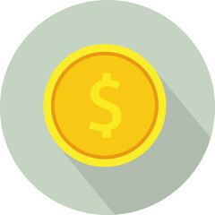 Vector Flat Icon Dollar Coin Isolated. business