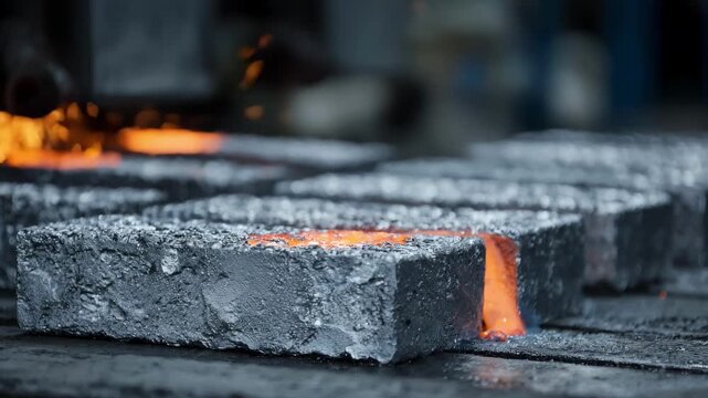 Aluminum alloy forging for aerospace applications in an advanced foundry focusing on mold shaping and the transformation of raw metal into dense structures.