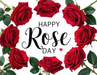 Happy Rose Day Typography With Red Rose Theme