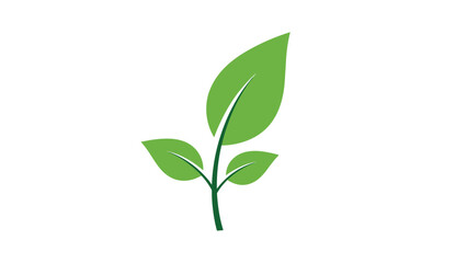 Fototapeta premium Small young plant with three vibrant green leaves growing on a thin stem symbolizing life growth and environment.
