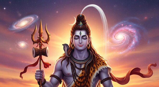 Lord Shiva Standing in Sunset Divine Light &ndash; 4K HD Wallpaper Background
