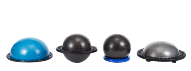 Four industrial safety helmets, blue, black, black with blue base, and plain black, lined up on.