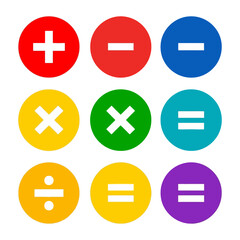 Set of colorful math operation icons