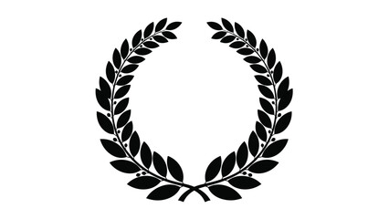 Elegant black laurel wreath silhouette vector on white silhouette vector on whit background
