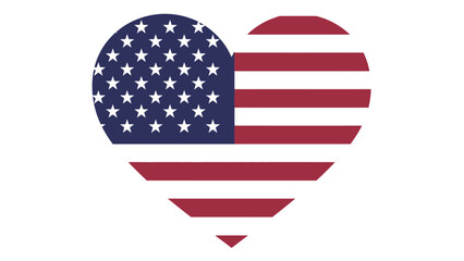 United states patriotic heart flag symbol for independence silhouette vector on whit background