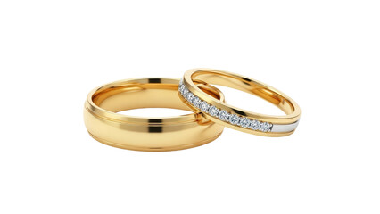 Two radiant golden rings, symbolizing love and commitment, rest gently together