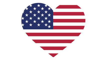 Heart shape flag of the united states with stars silhouette vector on whit background