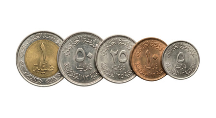 Set of Middle Eastern Coins Isolated on White Background