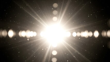 Luminous spectacle: an ethereal burst of light amidst a field of celestial dust particles