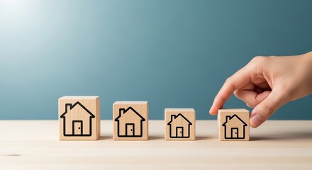 Real estate growth concept with house icons and property selection