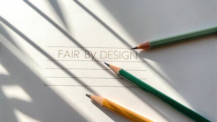 Pencils positioned on paper with text and parallel lines