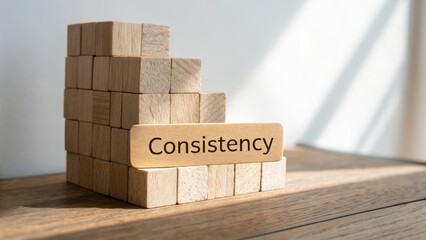 Wooden Blocks with Consistency Tag Building Steps