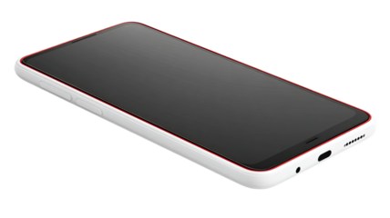 A smart portable smartphone and digital mobile phone device with a blank touch screen display isolated on white for business communication and internet technology equipment