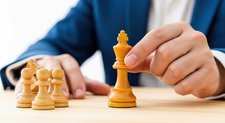 Business leadership strategy concept with chess king and pieces