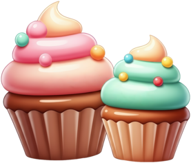 Colorful cupcakes with creamy frosting and sprinkles on top