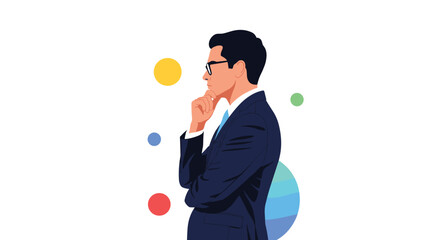 A thoughtful businessman in a suit contemplates important decisions for his company.